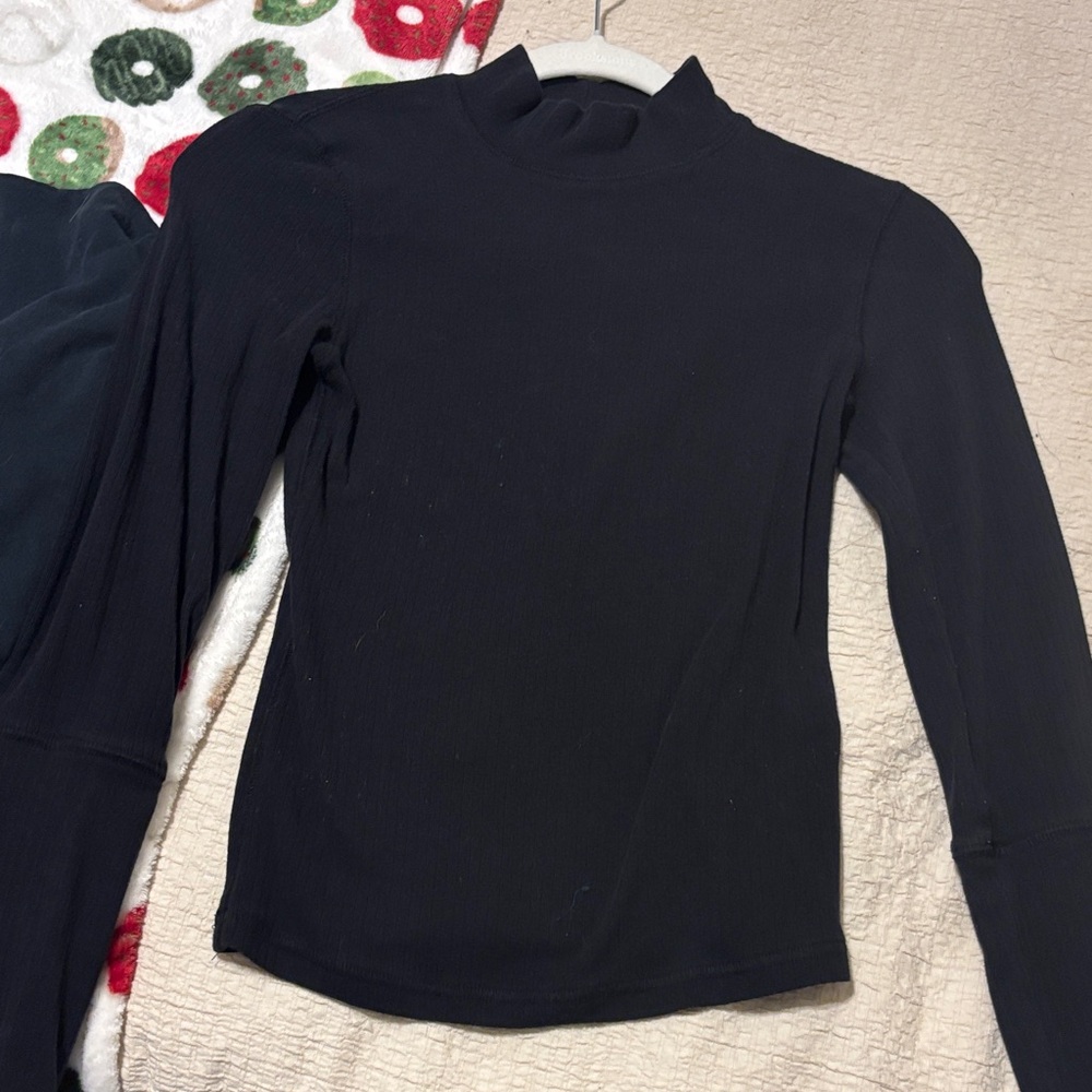 Free People Black Long Sleeve Top